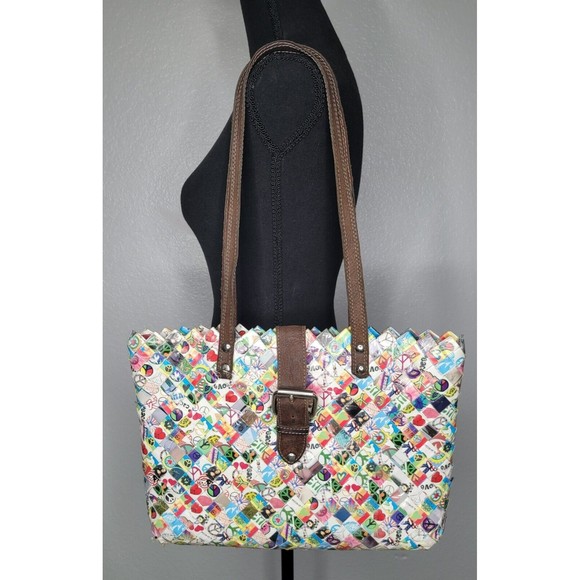Nahui Ollin Handbags - Nahui Ollin Candy Wrapper Peace Sign Love Doves Hippy‎ Retro Unique Purse READ